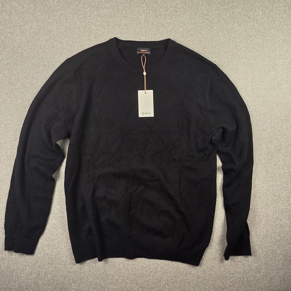 Quince Mens 100% Mongolian Cashmere Crewneck Sweater Black XL NWT